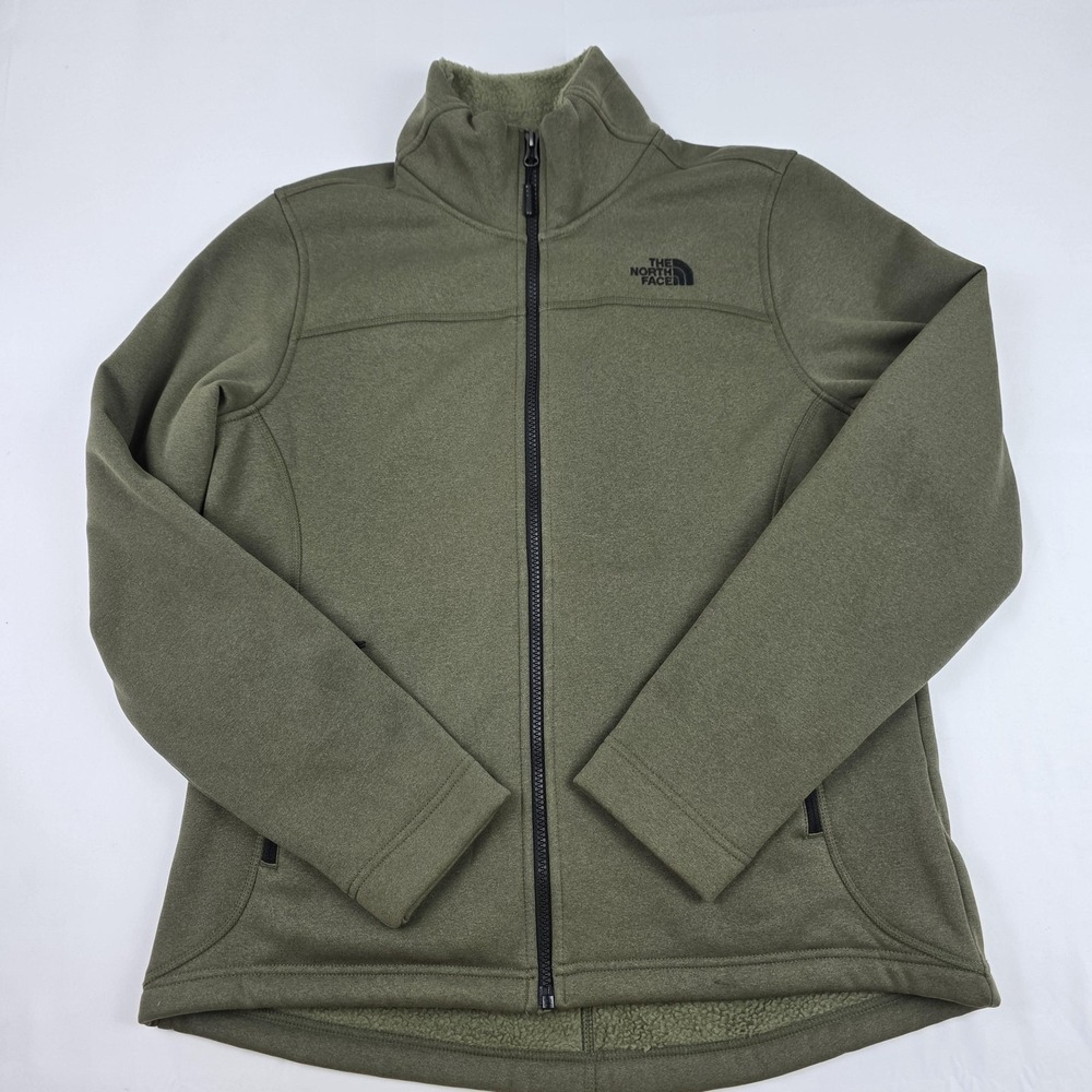 The North Face Fleece Jacket Womens Large Green Full Zip Sherpa Lined Warm Cozy